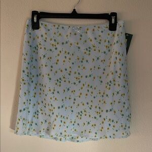 Wild fable floral print mini light blue skirt, lined, nwt, small